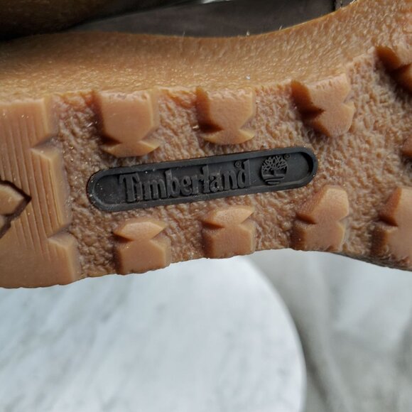 Timberland Shoes Womens Size 7.5 Taupe Brown Leather Amston Wedge Boots - Picture 3 of 11